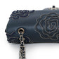 Lambskin Embroidered Camellia Navy Flap Bag