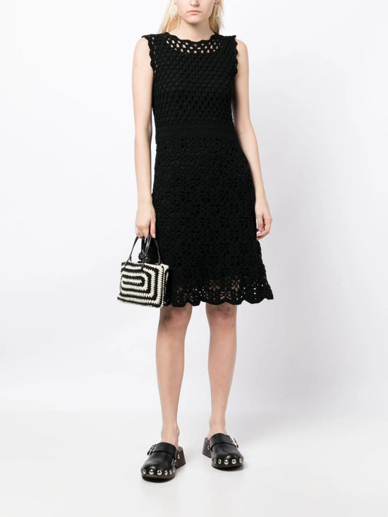 Black Crochet Knit Dress