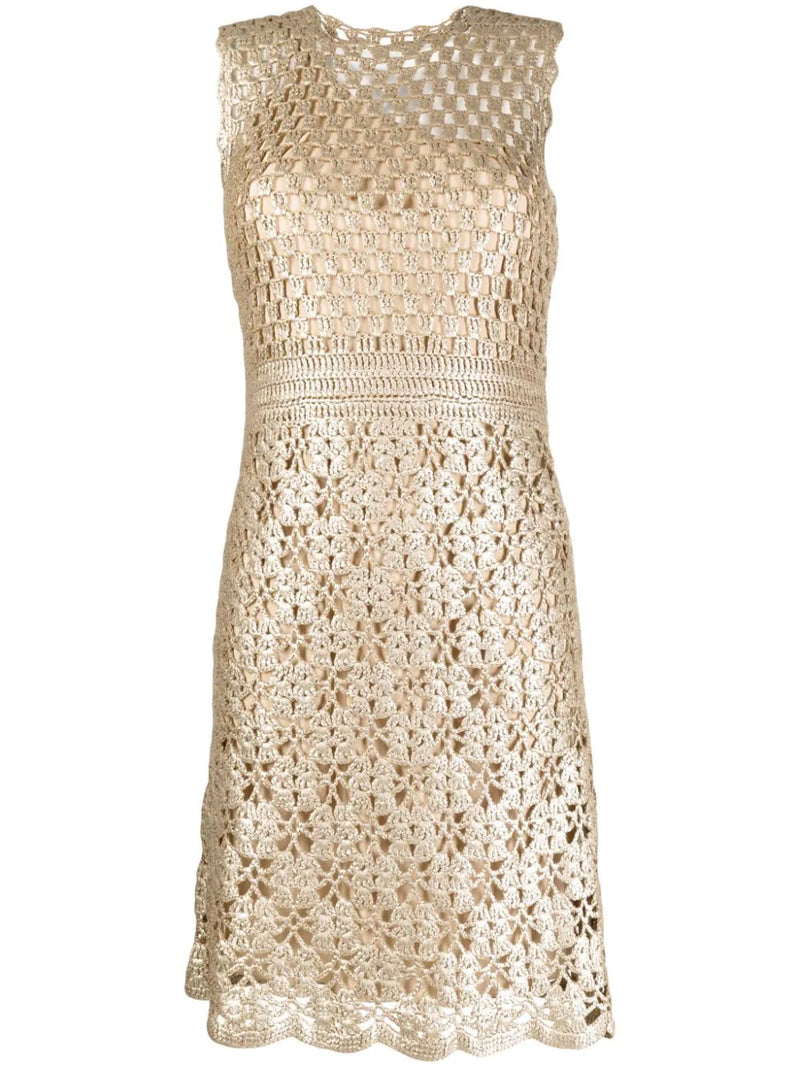 Gold Crochet-Knit Dress