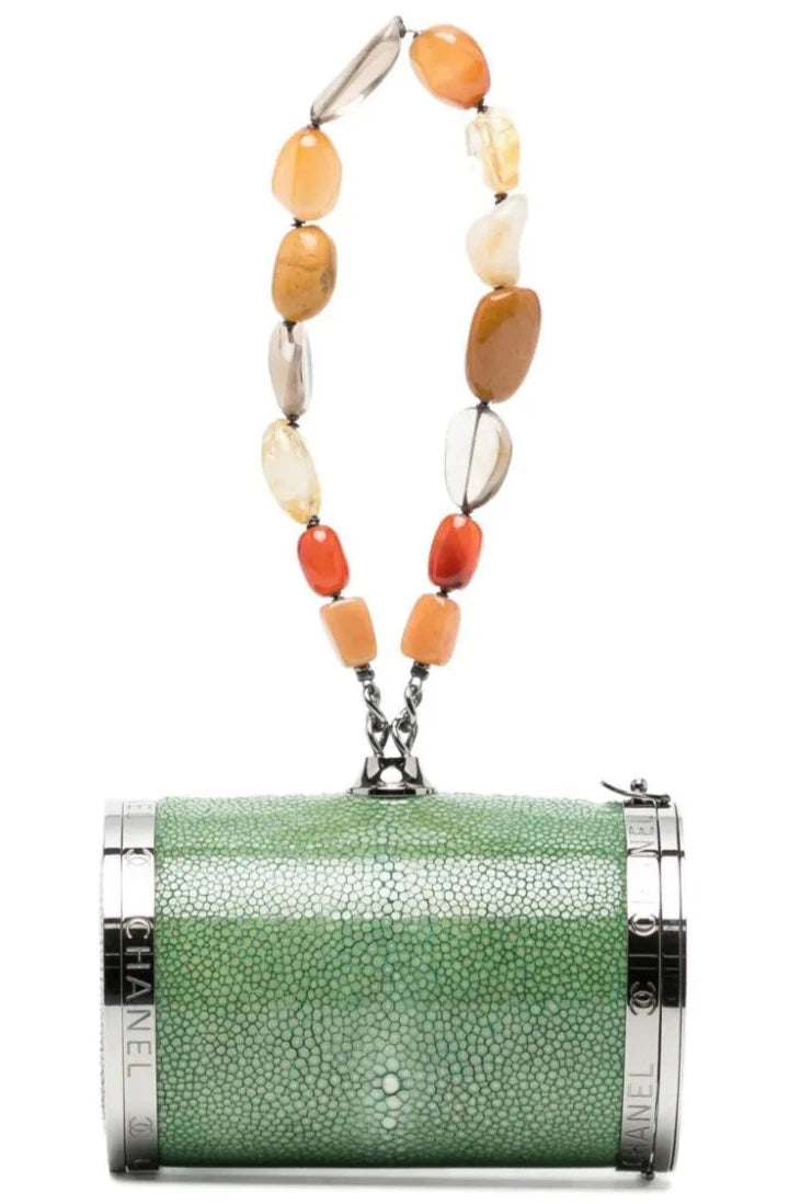 Green Barrel Minaudière Clutch