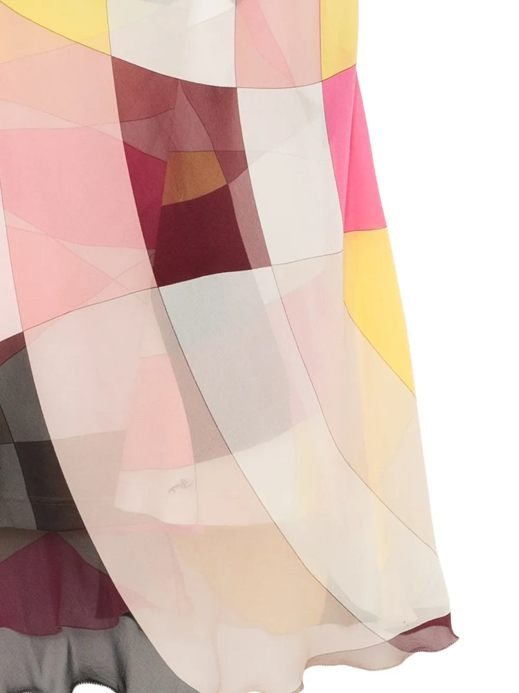 Geometric Print Tulle Flared Dress - view 3