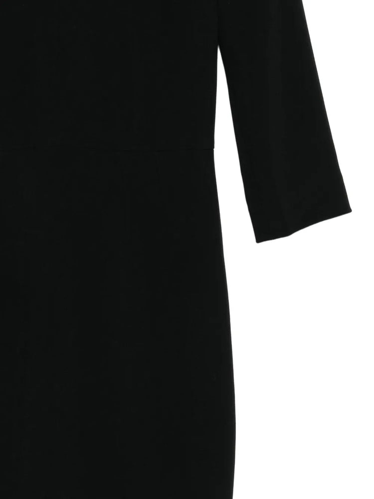 Black V-Neck Tailored Midi Dress - view 3