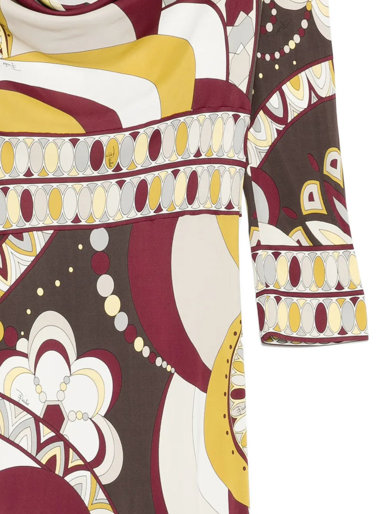 Abstract Print Long Sleeve Dress - view 3