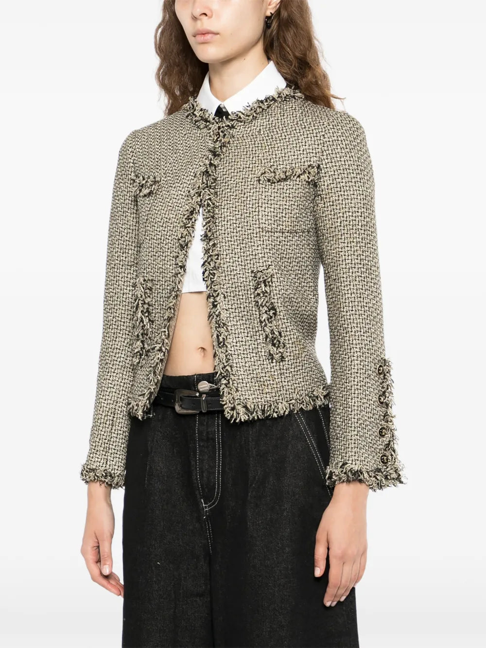 CHANEL 2007 Black & Gold Tweed Jacket | Luxury Vintage Fashion