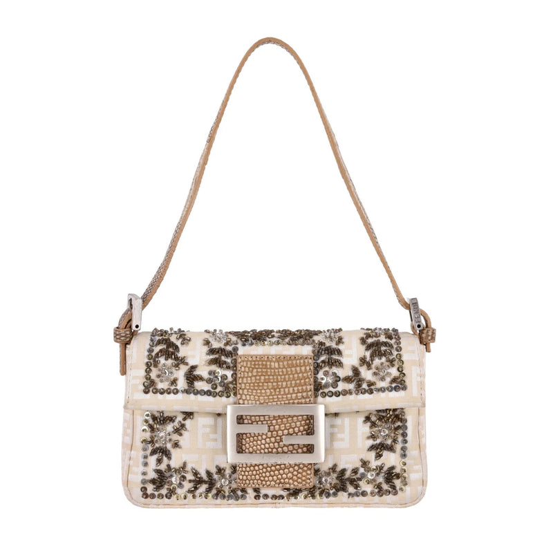 Fendi FF Bead Embroidered Mini Baguette