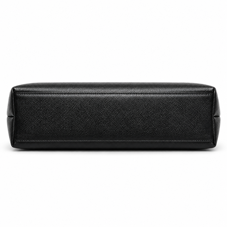 Chanel Vintage Kelly Bag from 1997–1999 in black caviar leather with 24K gold-plated CC hardware and structured double top handles.