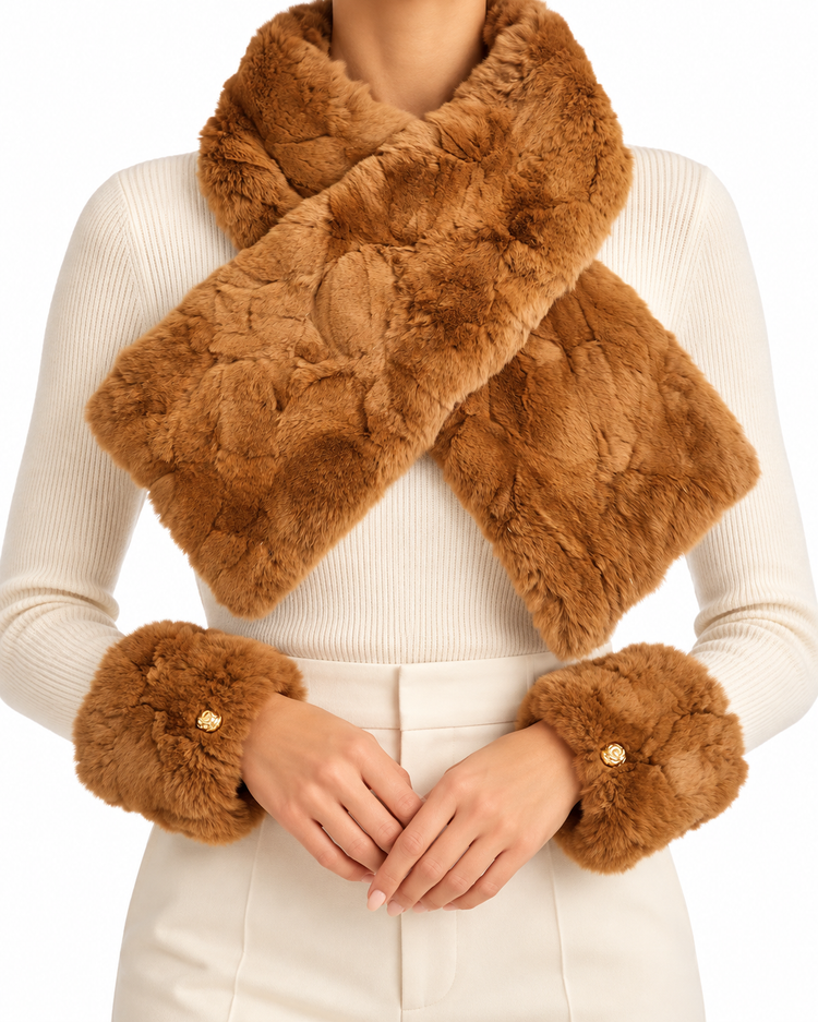 Chanel caramel Orylag fur scarf featuring soft, luxurious fur with a stylish and elegant design.