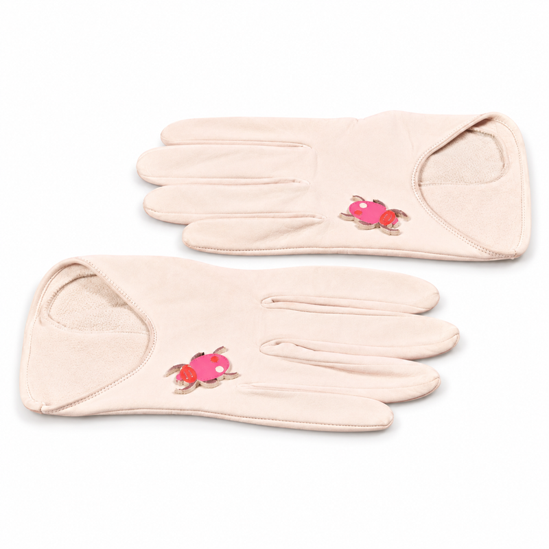 Chanel ladybug gloves, stylish knit gloves with ladybug details, designed for warmth and fashion in the Hats & Gloves category.