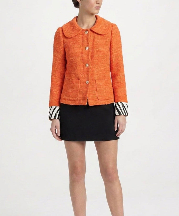 Orange textured blazer by Dolce & Gabbana, stylish jacket with detailed fabric and classic fit.