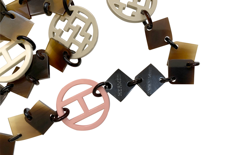 Hermès Pastel and Multicolour Lacquer Lena Necklace showing vibrant, layered lacquer beads in soft pastel shades.