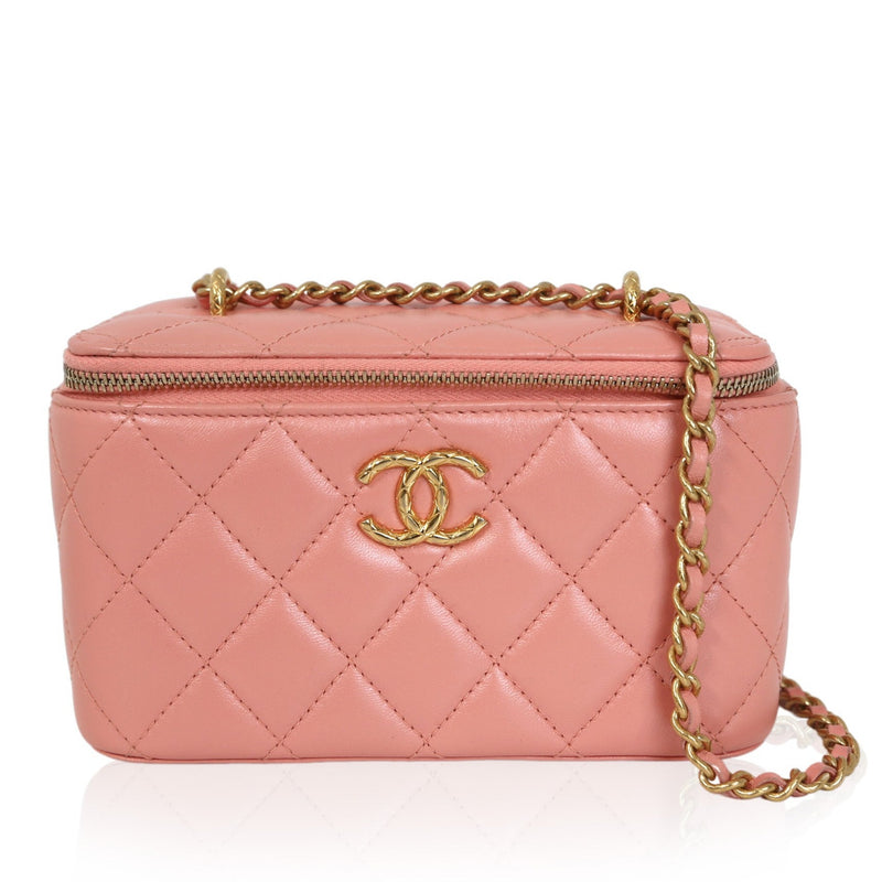 Vanity Case Pink Leather Handbag