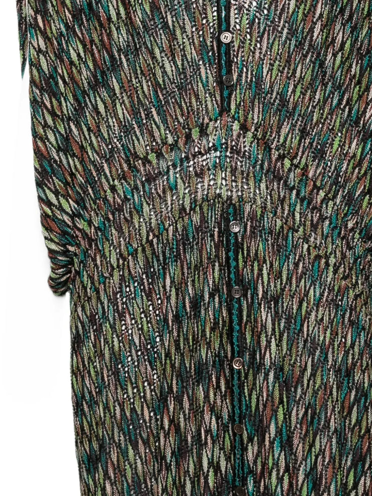 Pre-owned MISSONI zigzag beach dress with colorful patterns, lightweight fabric, and a relaxed fit perfect for summer seaside wear.