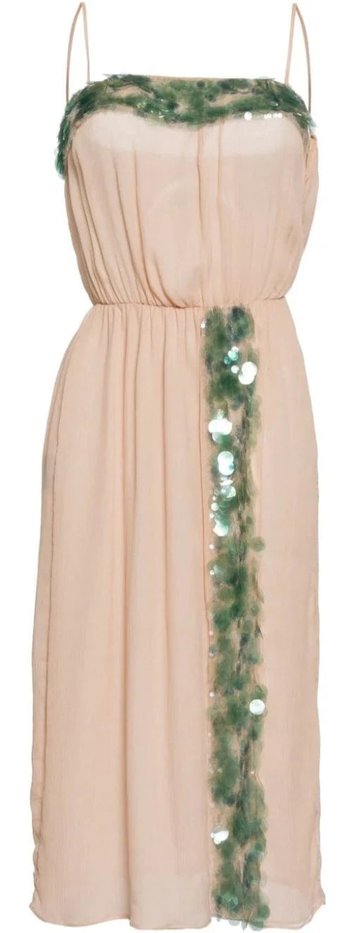 Sequin-Embellished Silk Midi Skirt