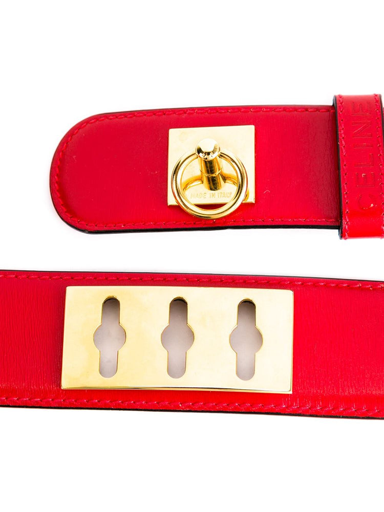 Vintage Red Leather Belt - rewindvintageofficial