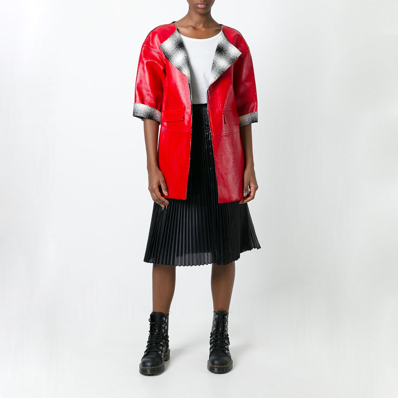 Chanel Red Leather Coat