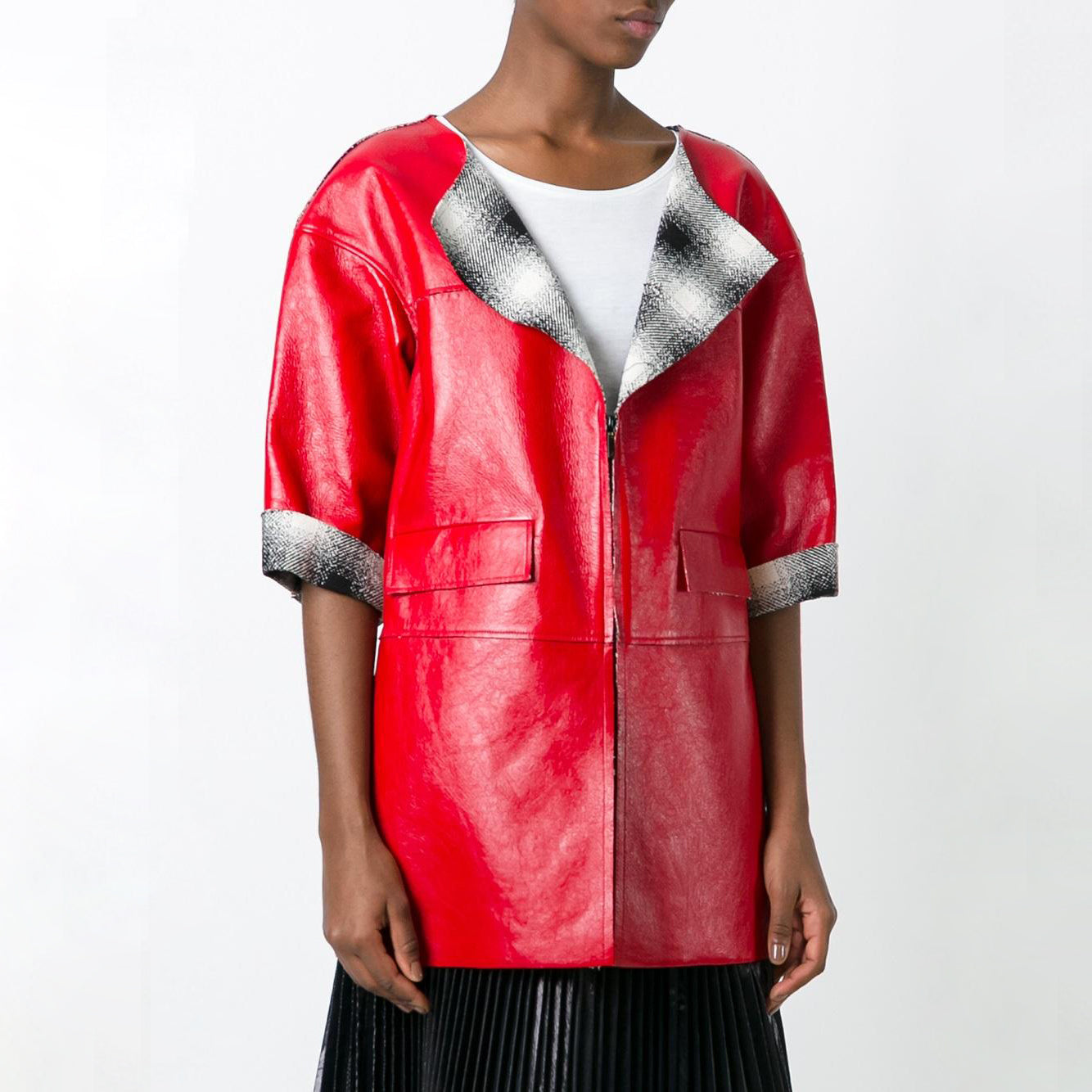 Chanel Red Leather Coat