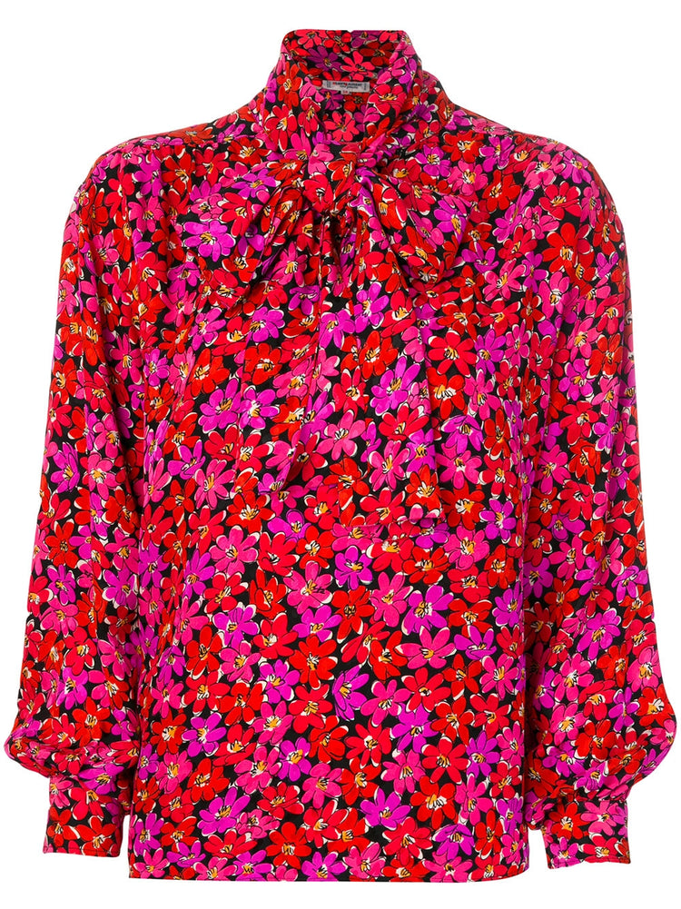 Vintage Floral Print Blouse - rewindvintageofficial