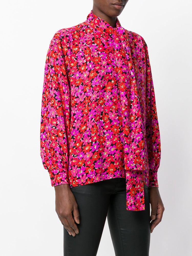 Vintage Floral Print Blouse - rewindvintageofficial