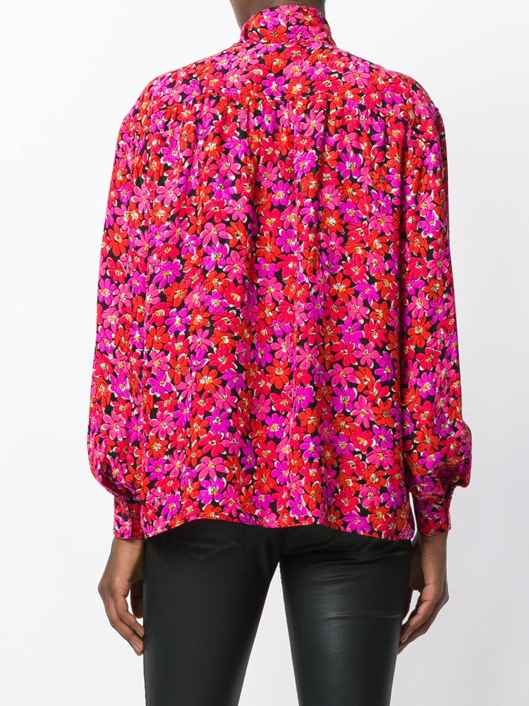 Vintage Floral Print Blouse - rewindvintageofficial