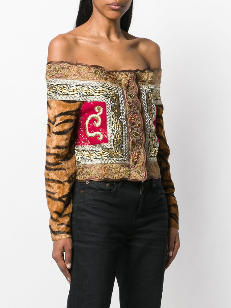 Vintage 1980s Gianfranco Ferre Off-The-Shoulder Top - rewindvintageofficial