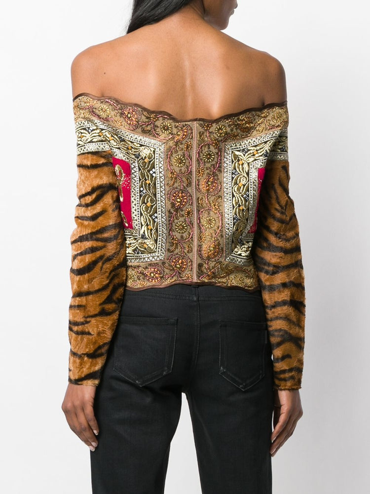 Vintage 1980s Gianfranco Ferre Off-The-Shoulder Top - rewindvintageofficial