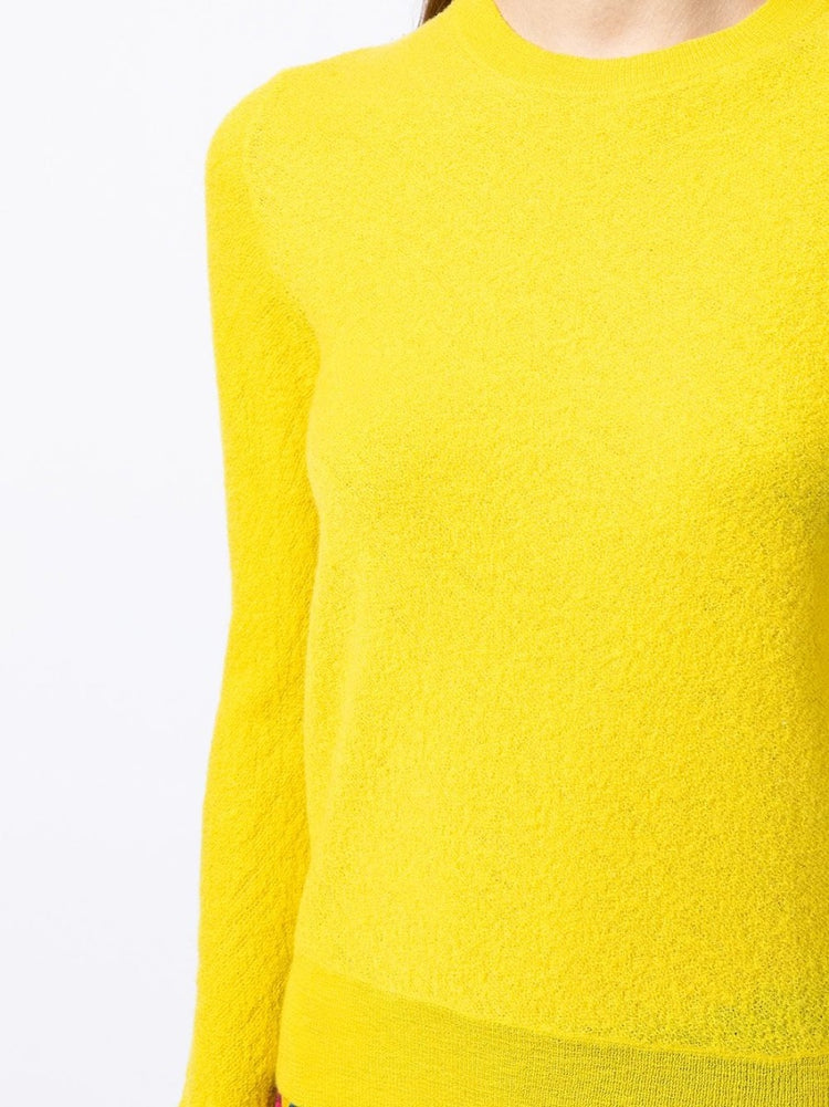 Yellow Wool Crew Neck Sweater - Rewind Vintage Affairs