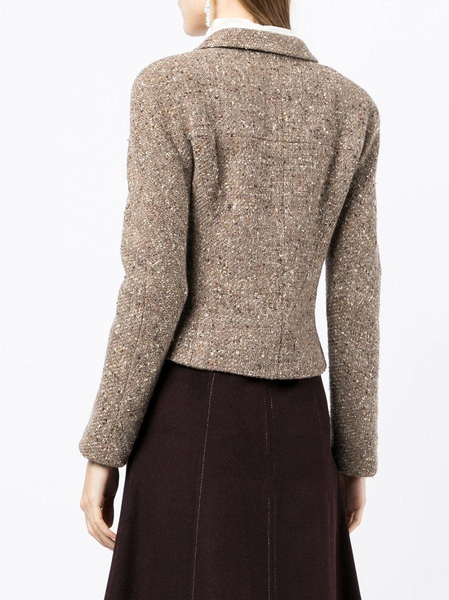 Single-Breasted Brown Tweed Jacket - Rewind Vintage Affairs