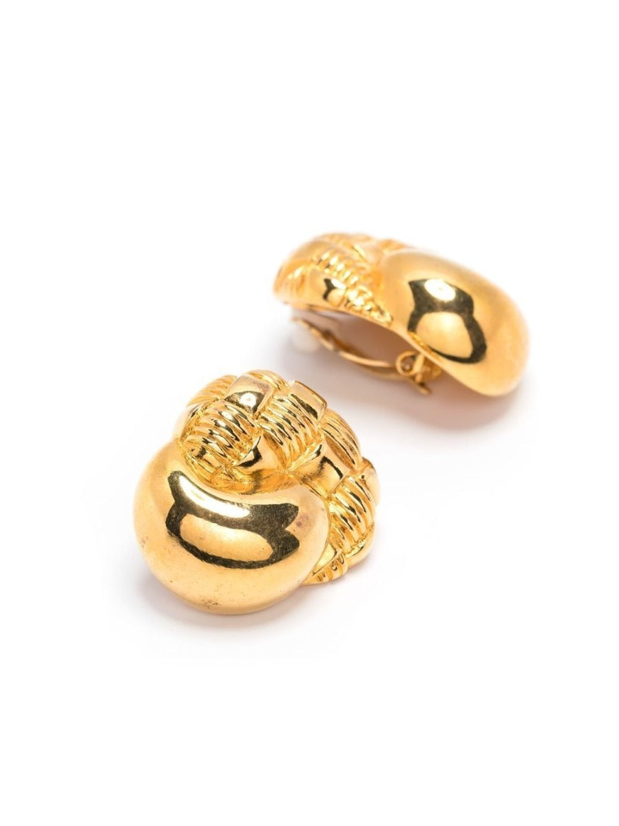 Gold Cornucopia clip-on earrings - Rewind Vintage Affairs