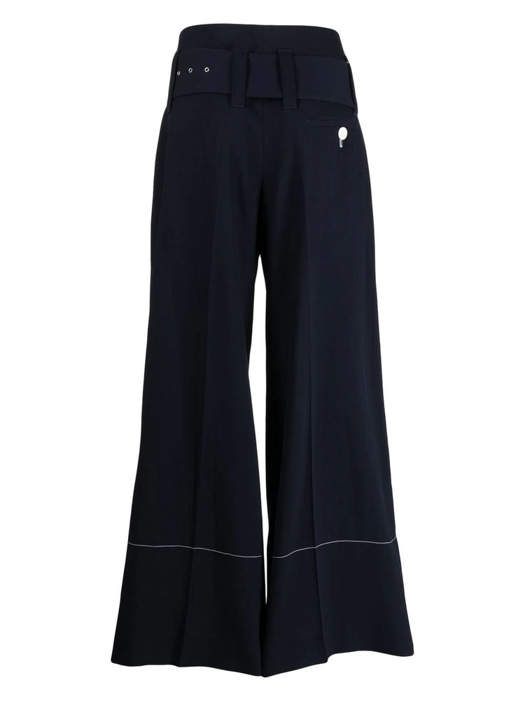 Belted Wide-Leg Wool Trousers - Rewind Vintage Affairs