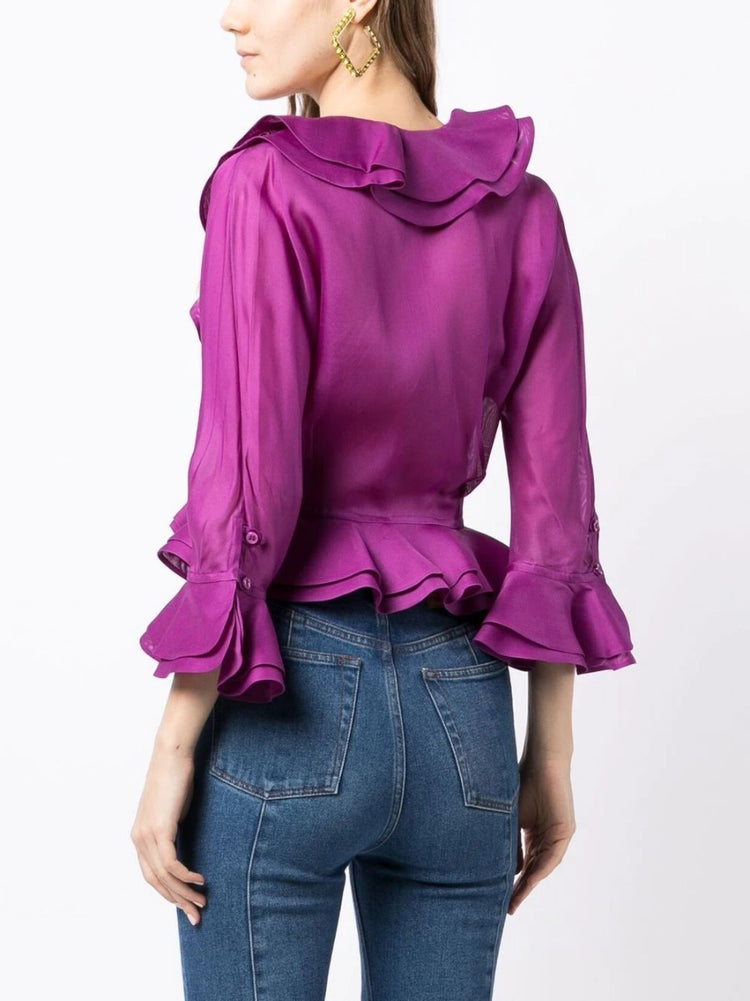 Fuchsia Draped Blouse Yves Saint Laurent Silk