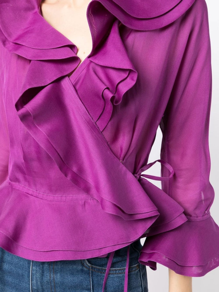 Fuchsia Draped Blouse Yves Saint Laurent Silk