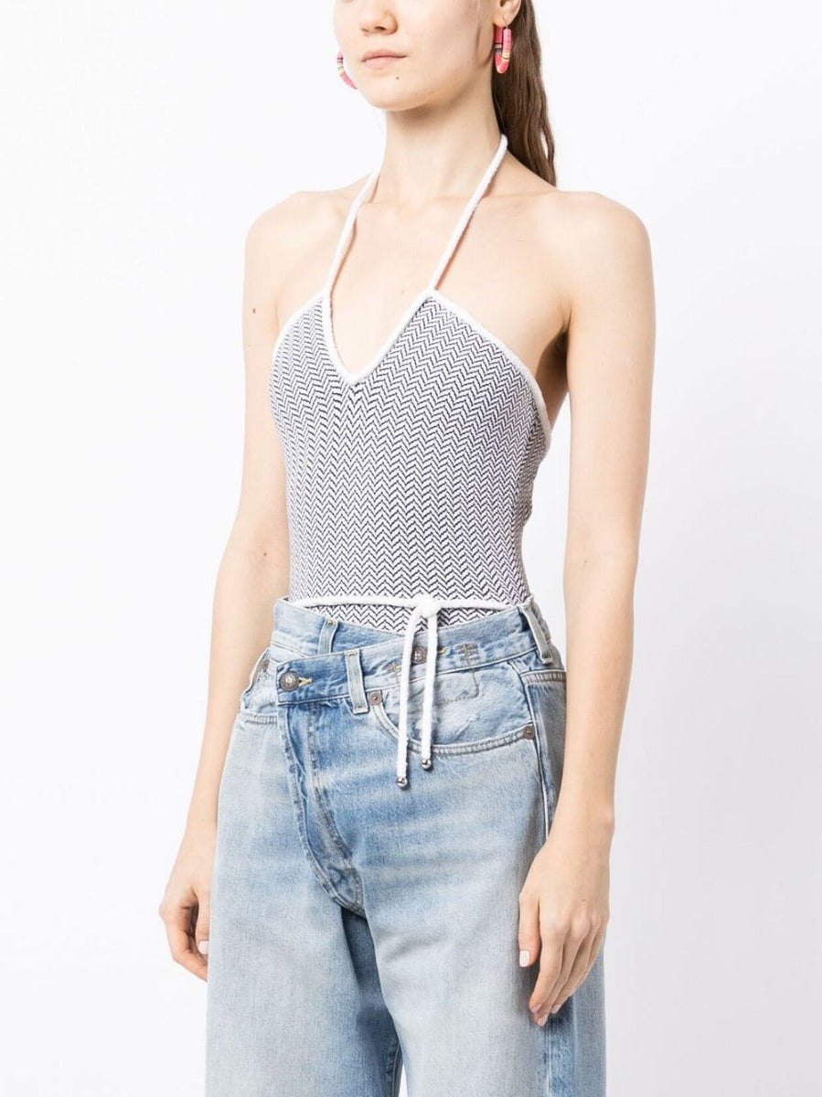 Patterned Halterneck Swimsuit - Rewind Vintage Affairs