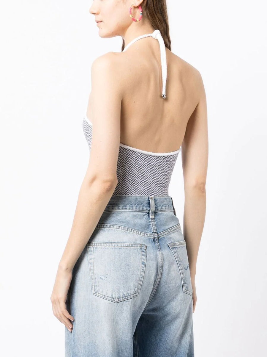 Patterned Halterneck Swimsuit - Rewind Vintage Affairs