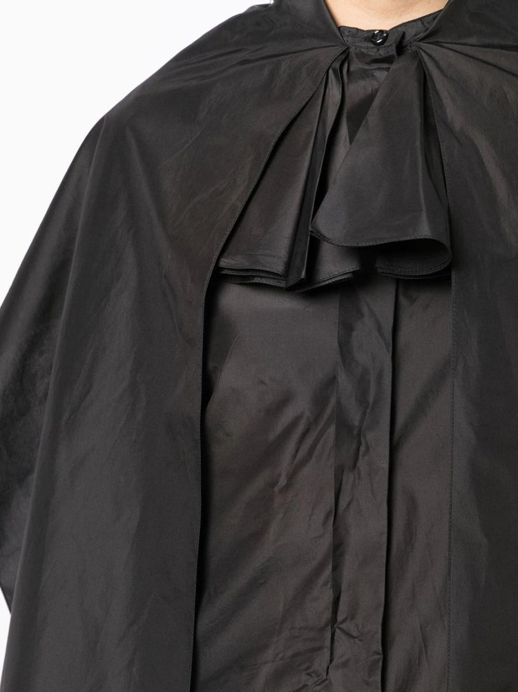 Black Cape Layered Silk Blouse - Rewind Vintage Affairs