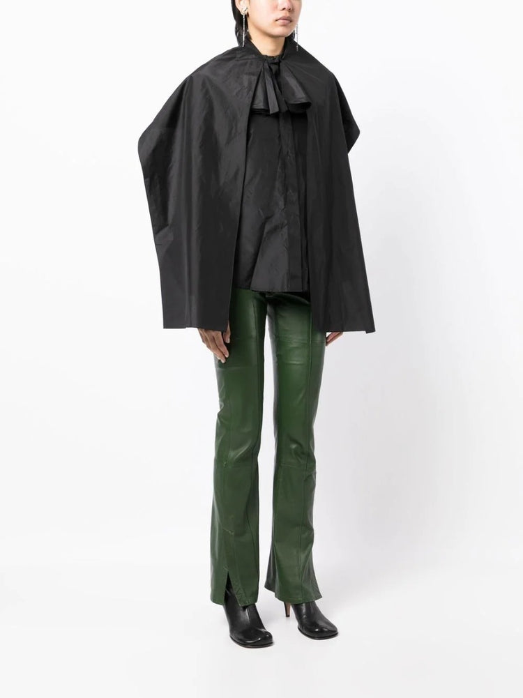 Black Cape Layered Silk Blouse - Rewind Vintage Affairs