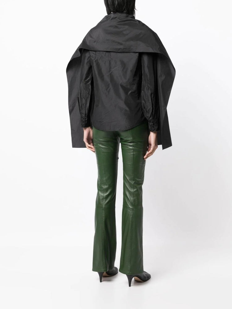 Black Cape Layered Silk Blouse - Rewind Vintage Affairs