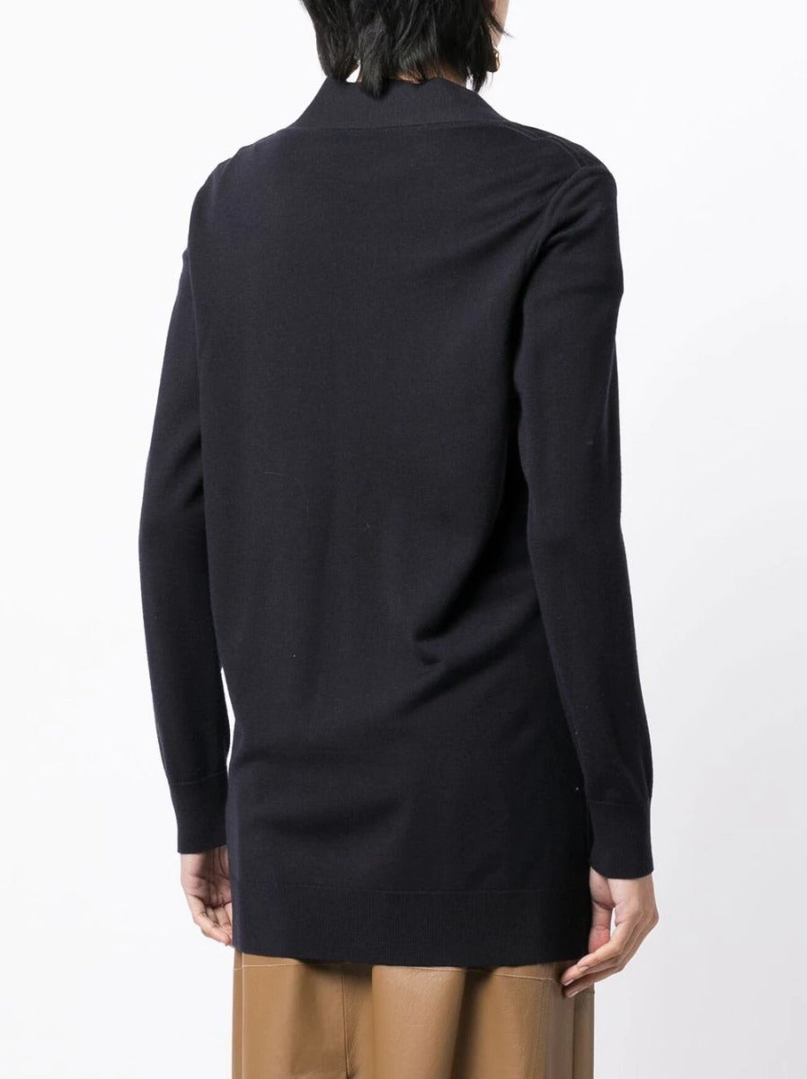 V-neck Suede Navy Cardigan - Rewind Vintage Affairs