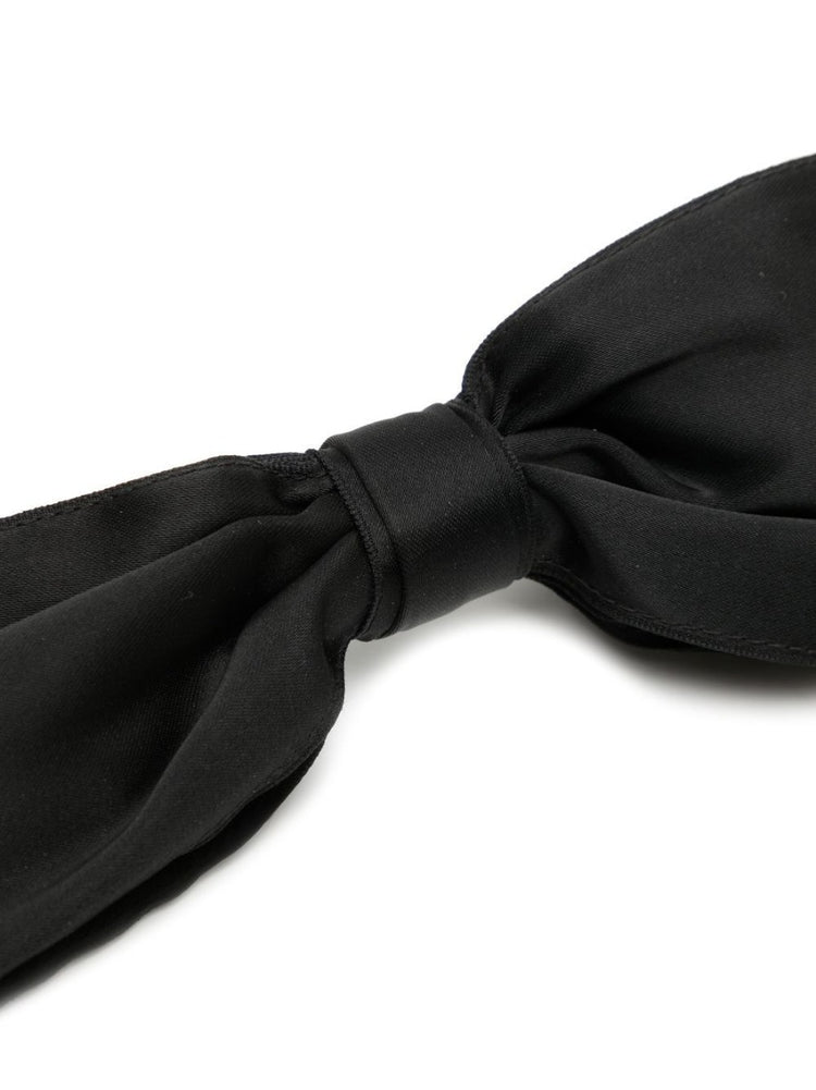 Large Black Satin Bow Barrette Hair Clip - Rewind Vintage Affairs