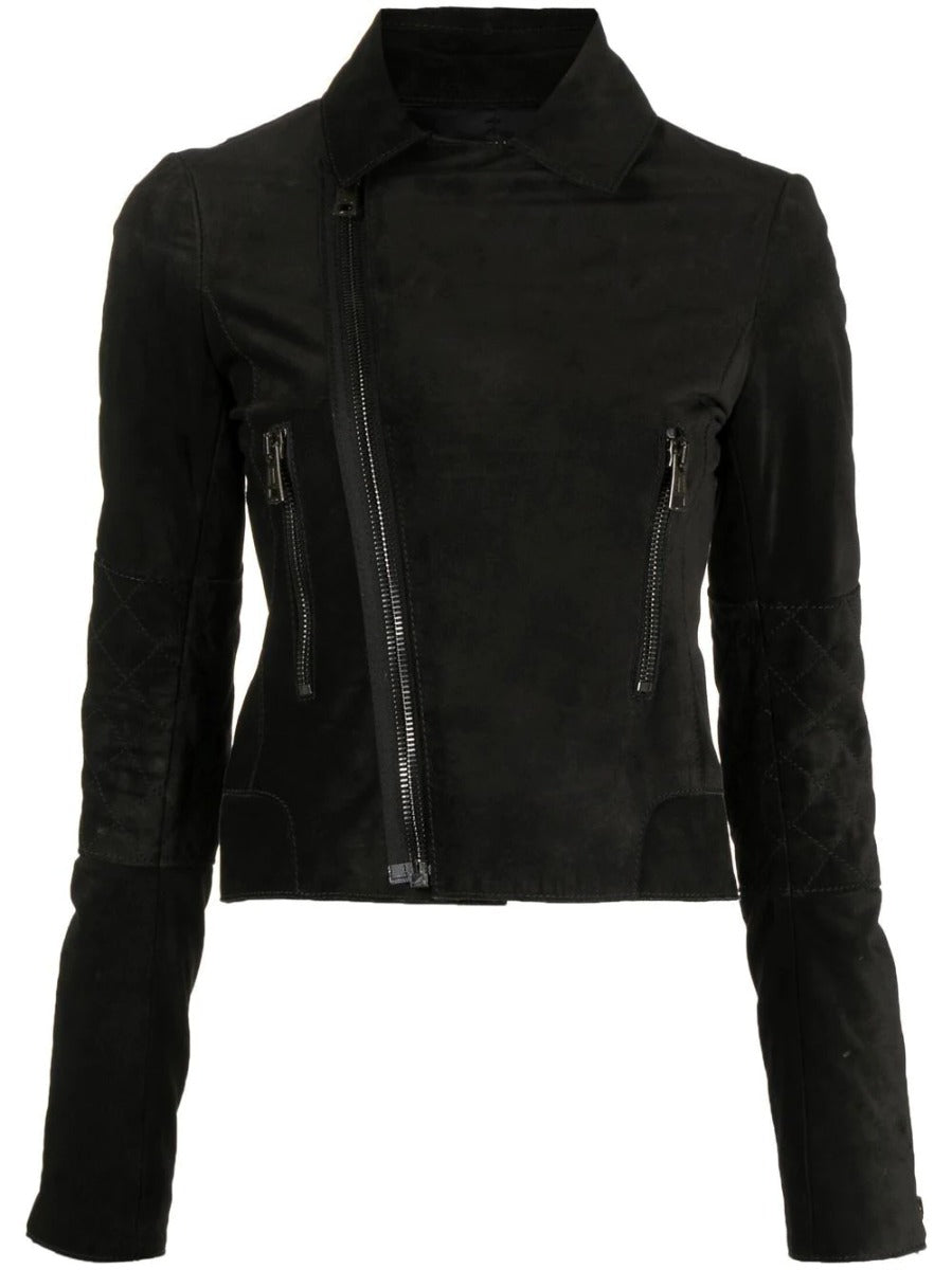 Black Suede Biker Jacket - Rewind Vintage Affairs