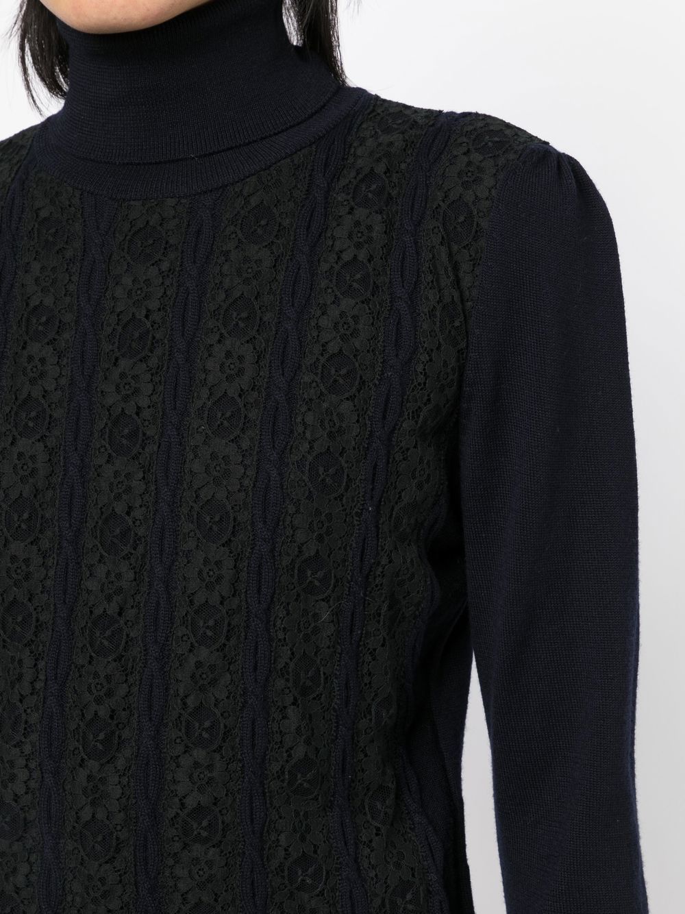 Lace Panelled Turtleneck Jumper - Rewind Vintage Affairs