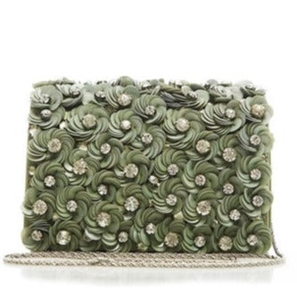 Green Floral Embellished Box Shoulder Bag - rewindvintageofficial