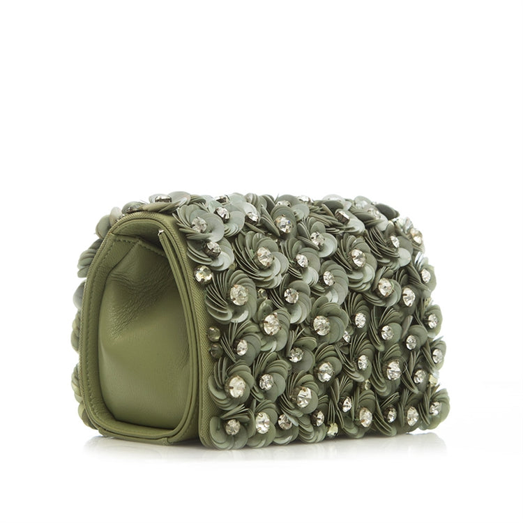 Green Floral Embellished Box Shoulder Bag - rewindvintageofficial