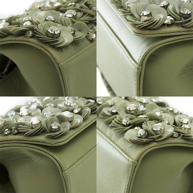 Green Floral Embellished Box Shoulder Bag - rewindvintageofficial