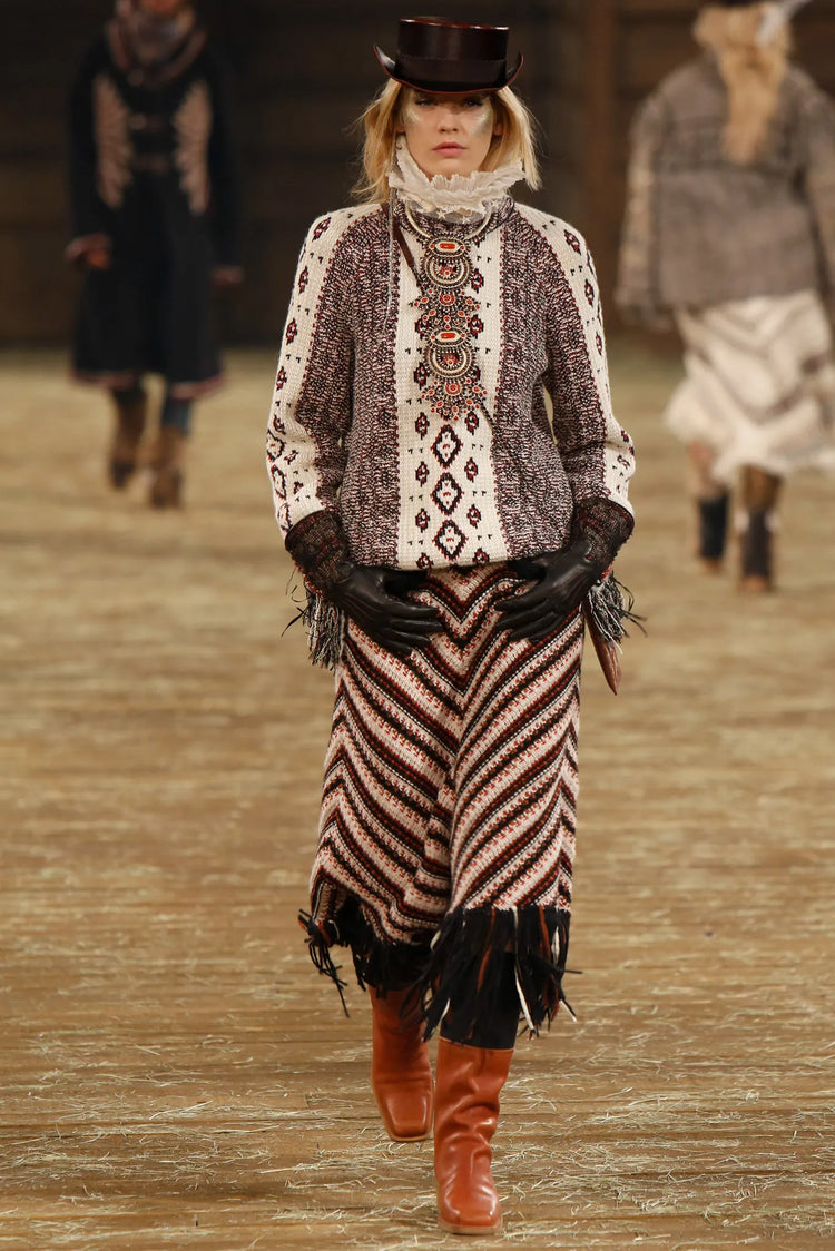 2014 Runway Fringe Wool Skirt Paris-Dallas - rewindvintageofficial