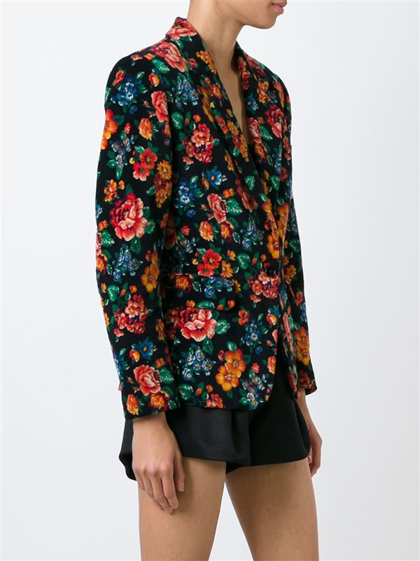 Floral Print Slim Fit Blazer - rewindvintageofficial