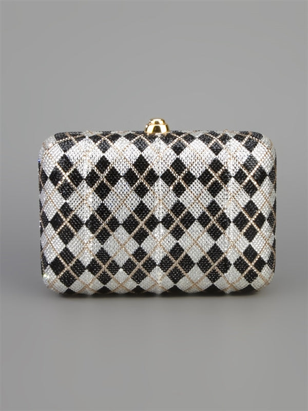 Judith Leiber Harlequin Crystal Minaudiere Clutch - rewindvintageofficial