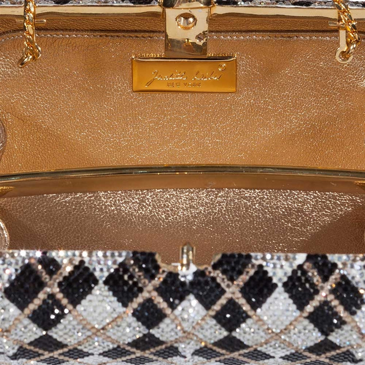 Judith Leiber Harlequin Crystal Minaudiere Clutch - rewindvintageofficial