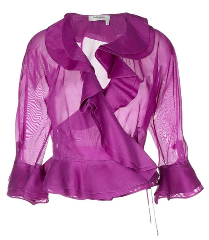 Fuchsia Draped Blouse Yves Saint Laurent Silk