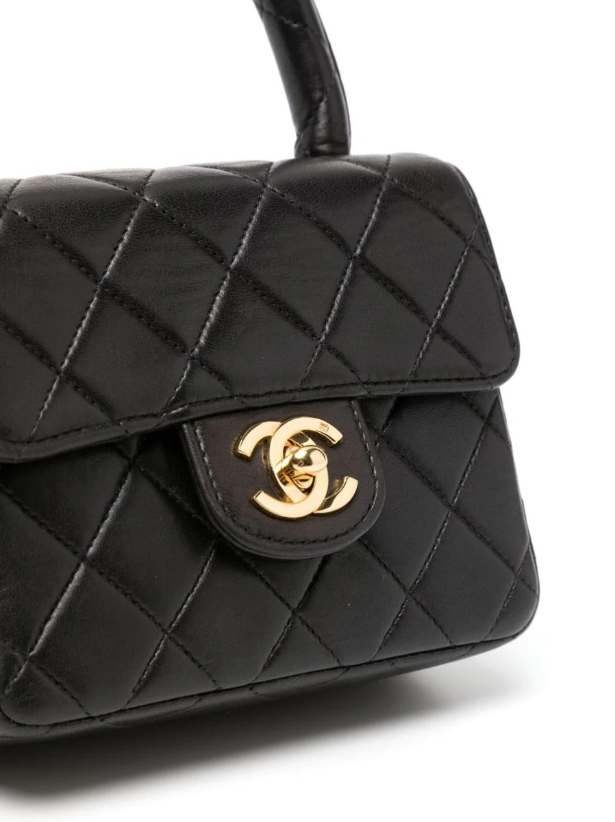 Black Lambskin Kelly Quilted Mini Flap - Rewind Vintage Affairs