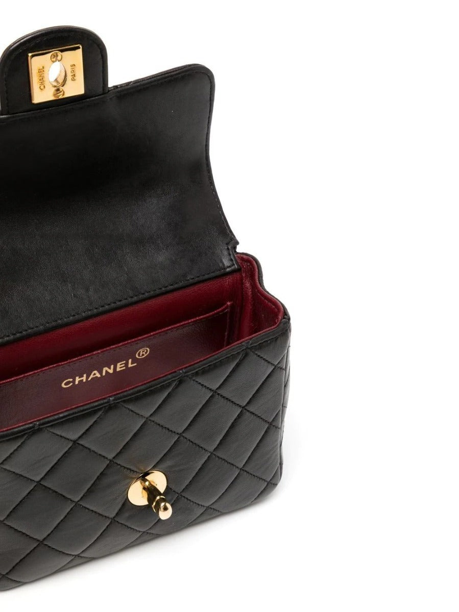 Black Lambskin Kelly Quilted Mini Flap - Rewind Vintage Affairs